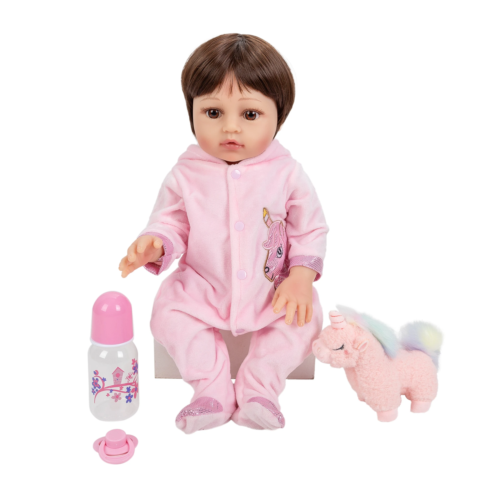 48cm Baby Doll Bebe Reborn 100% Silicone Panda Brown Eye Can Take Bath Sent  from