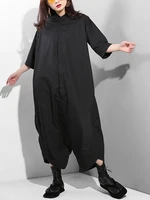 [EAM] Loose Fit Women Black Wide Leg Long Jumpsuit New High Waist Pocket Stitch Pants Fashion Tide Spring Autumn 2026 YA11601 - Image 3