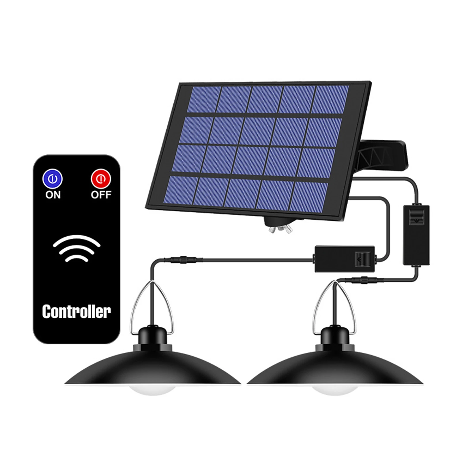 brightest outdoor solar lights IP65 Waterproof Double Head Solar Pendant Light Outdoor Indoor Solar Lamp With Cable Suitable for courtyard, garden, indoor etc, led solar garden lights