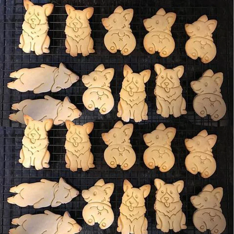 Cookie Cutters Mold Corgi Dog Shaped DIY Biscuit Baking Tool Cute Animal Cookie Stamp For Kids Kitchenware Bakeware set