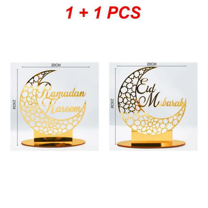 Adornos de acrílico dorado para decoración del hogar, decoración de Luna y  Estrella, Eid Mubarak, Ramadán 2024, Ayuda de decoración musulmana, 1/2  piezas - AliExpress