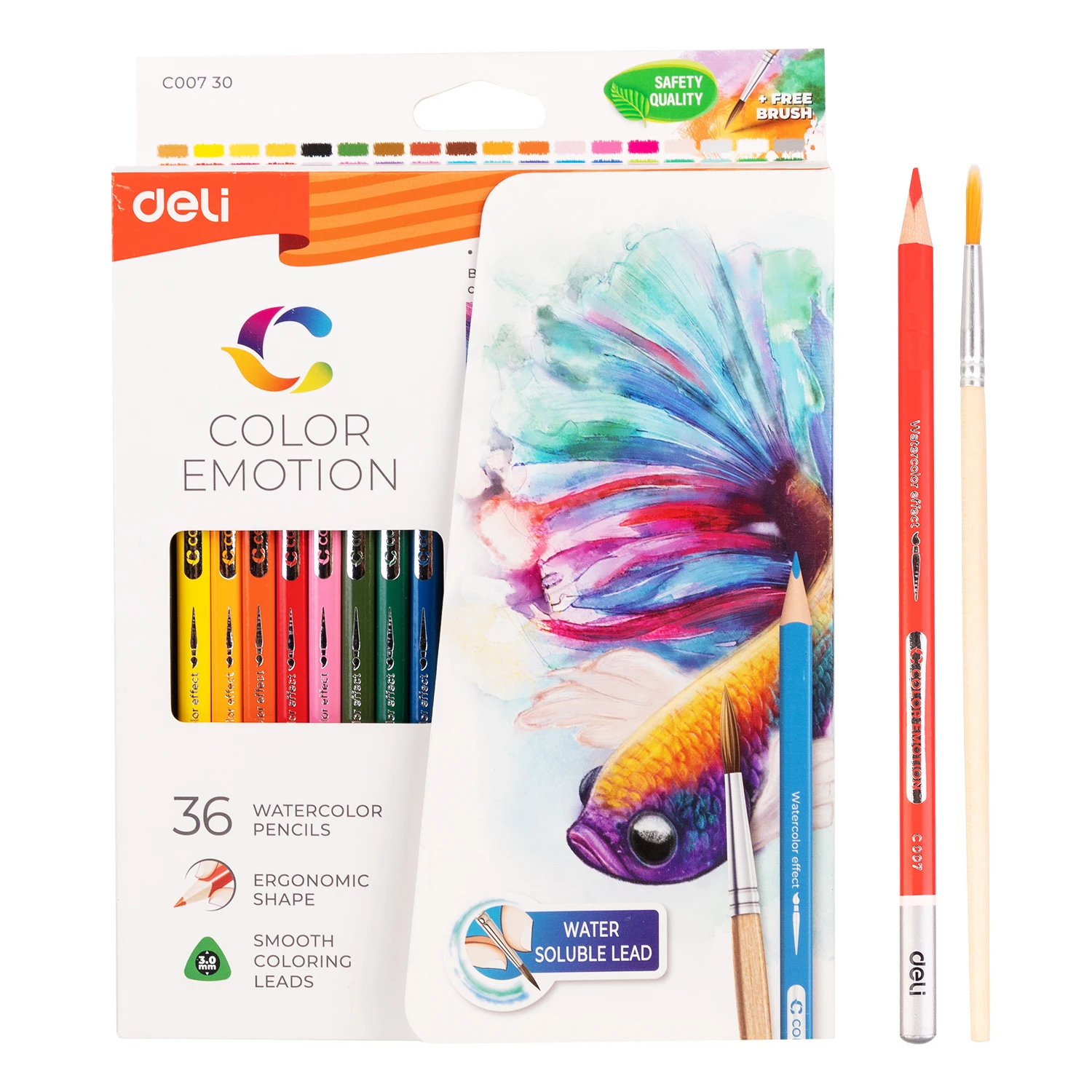 Deli Watercolor Pencil 12 / 24 / 36 Colores Drawing Pen Art Set Children Kids Painting Sketching Water Color Pencil Kit 2