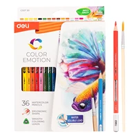 Deli Watercolor Pencil 12 / 24 / 36 Colores Drawing Pen Art Set Children Kids Painting Sketching Water Color Pencil Kit 2