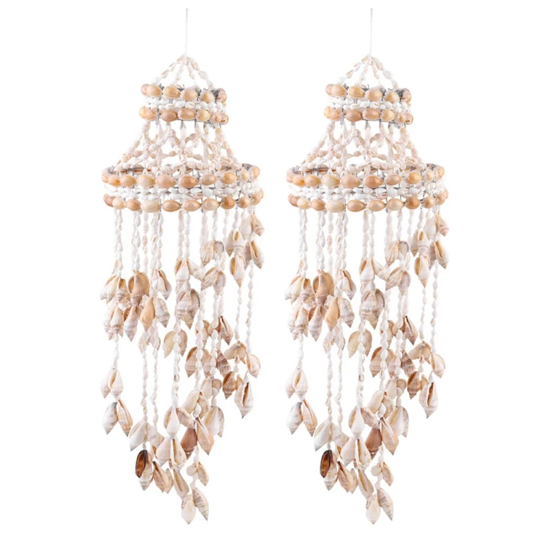 

2X Conch Sea Shell Wind Chime Hanging Ornament Wall Decoration Creative Hanging Pendant Stylish Hanging Ornament Hanging