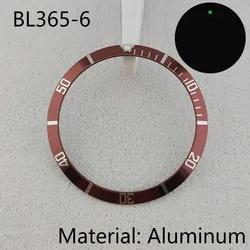 Green Luminous Aluminum Watch Bezel Insert for 36.5mm Cases - Replacement Accessory (BL365 - 6)