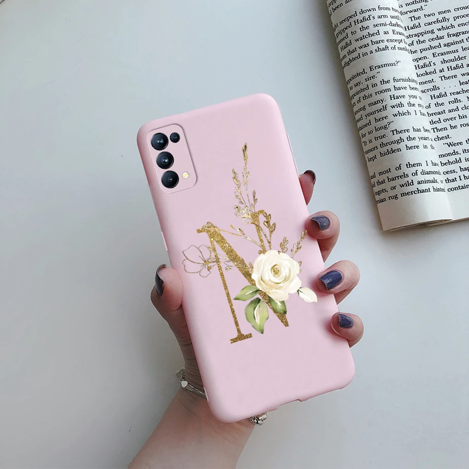 For OPPO Find X3 Lite Case Flower Alphabet Letters Capa Bumper Phone Back Shockproof TPU Soft Cover For OPPO Find X3 Lite Fundas cases for oppo cases