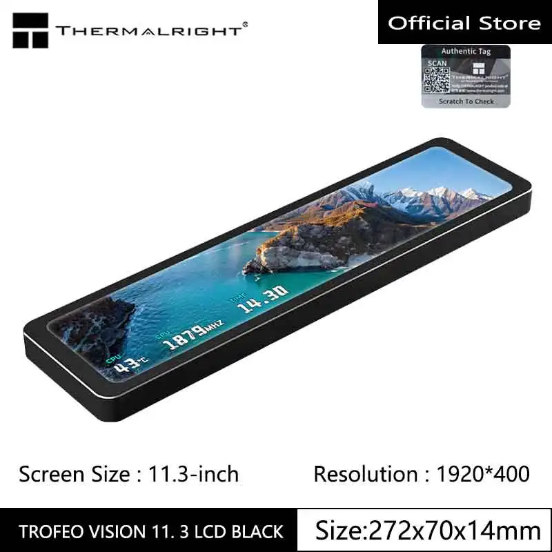 THERMALRIGHT TROFEO VISION LCD IPS Display Screen, 11.3 Inch Full Color LCD Magnetic 1920x400 Resolution USB Type-C