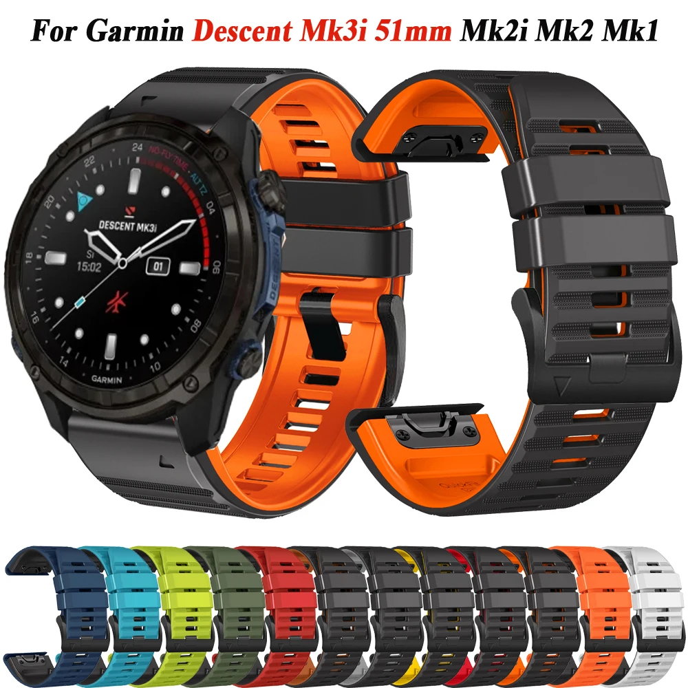 Cinturini Per Orologi In Silicone Da 26/22Mm Per Garmin Descent Mk3I 51Mm Mk2I Mk2 Mk1 Fenix 6X Pro 7X Pro 5 5X Plus 3Hr Easyfit Cinturino Da Polso