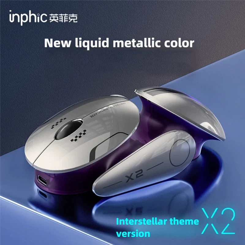 INPHIC X2 V2 매크로 프로그래밍 게이밍 마우스 12800DPI 1K 리턴 레이트 듀얼 블루투스 무선 마우스 PC 태블릿 지원