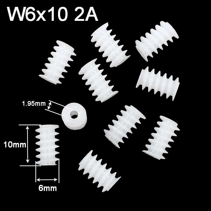 Engrenagem Plástica do Sem-fim para o Brinquedo Faça Você Mesmo Acessórios com um Furo de 1.95 mm 6×10 mm Faça Você Mesmo W6102a 100 Pcs Lot
