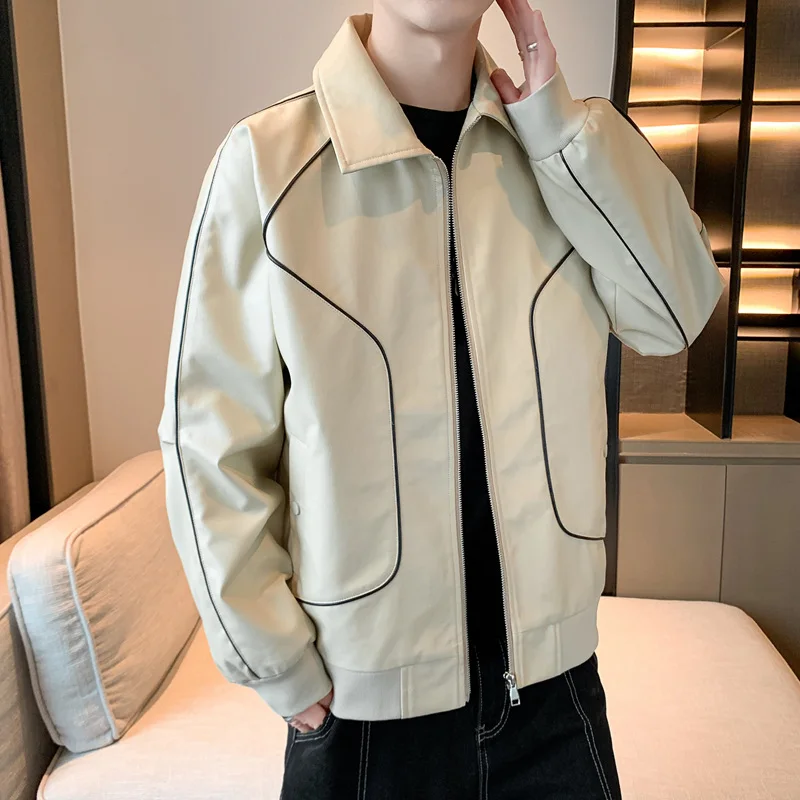 2024 Hip-hop Men's Leather Jacket Spring and Autumn Motorcycle Windproof Waterproof Tactical PU Coat Casual Business Men's Top
