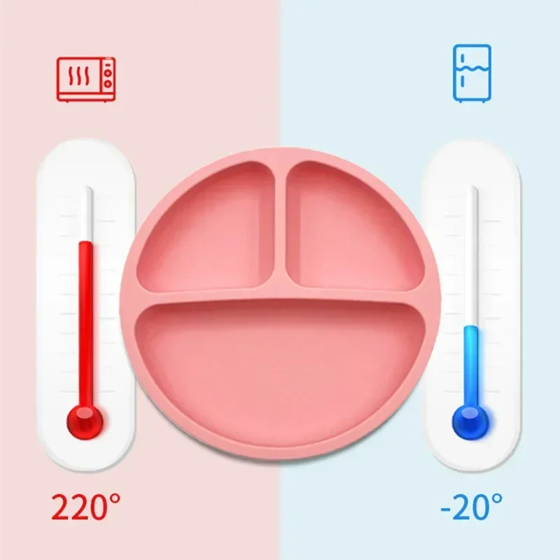 Silicone dining plate silicone meal set silicone feeding set silicone feeding bowl baby tableware set Baby Silicone Plate 4 Suction Cups Toddler Feeding Plate Smile Face Sucker Bowl Children Dishes Kids Training Tableware