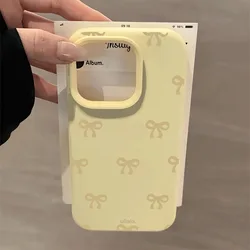 Elegant Yellow Bow Pattern Print Silicone Phone Case - Soft Protective Cover - iPhone 15 (Yellow)