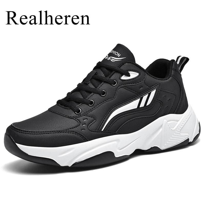 

PU Leather Sneakers Men Casual Shoes Sports Boys Pure Black Plus Big Size 47 48 49 Tenis Masculino Zapatillas Deportivas Hombre