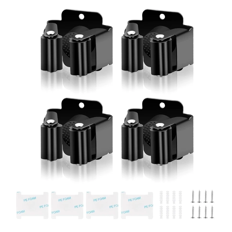 

4Pieces Broom Holder with Screws for Kitchen Wall Mounted Mop Hanger Garden Tool