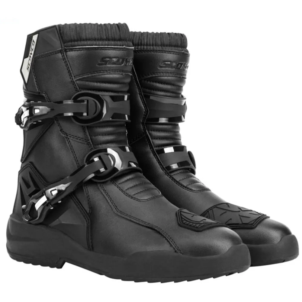 SCOYCO Retro Motorcycle Boots Cowhide Waterproof Mid-Calf Long Boots Riding Motocross Bota Motorbike Botas Motocross Shoes motorcycle shoes motorcycle rain boots motorcycle boots
