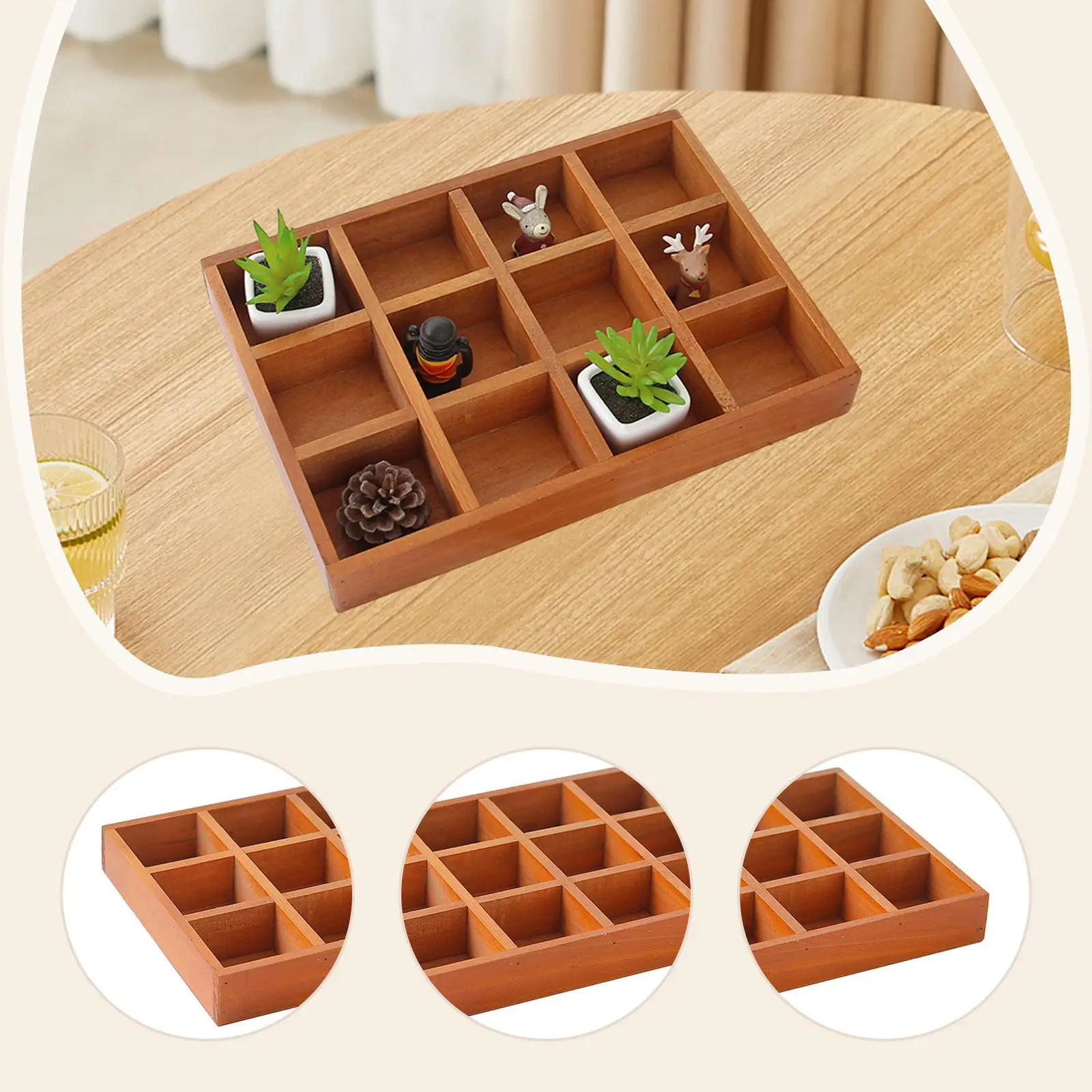 Wood Drawer Organizer with 12 Sections Rectangular Sturdy for for Arts and Crafts Supplies Multipurpose Cosmetics Divided Tray Wood Drawer Organizer with 12 Sections Rectangular Sturdy for for Arts and Crafts Supplies Multipurpose Cosmetics Divided Tray