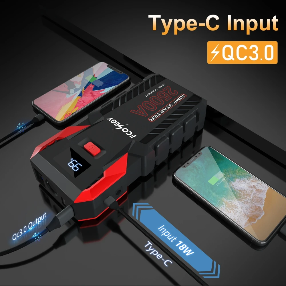 2500A Car Jump Starter 26000mAh Portable Power Bank 12V Auto Emergency Car Battery Starter Booster Starting Device car jump starter jump starter