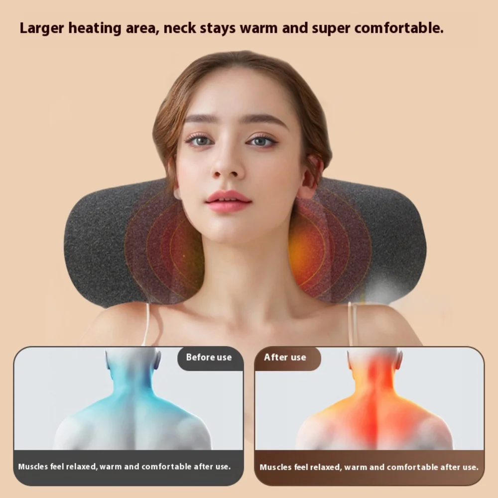 Massager Pillow Electric Vibration Hot Compress Orthopedic Sleeping Pillow Neck Shoulder Massage Relaxation Neck Support Pillow