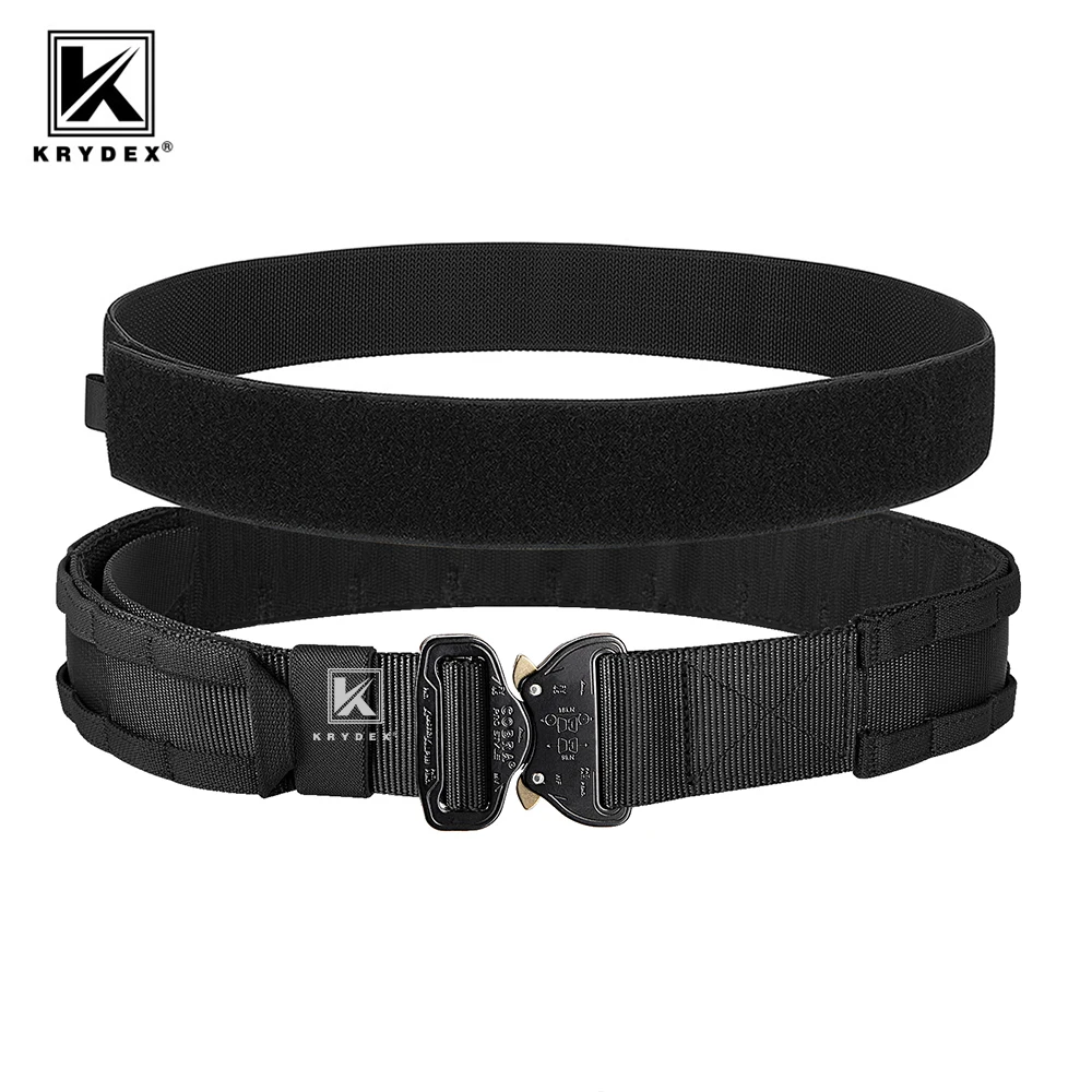 

KRYDEX Tactical MOLLE 1.75" Inner & 2" Outer Men Battle Belt Cobra Quick Release Buckle Heavy Duty Belts For Outdoor Gun Hunting