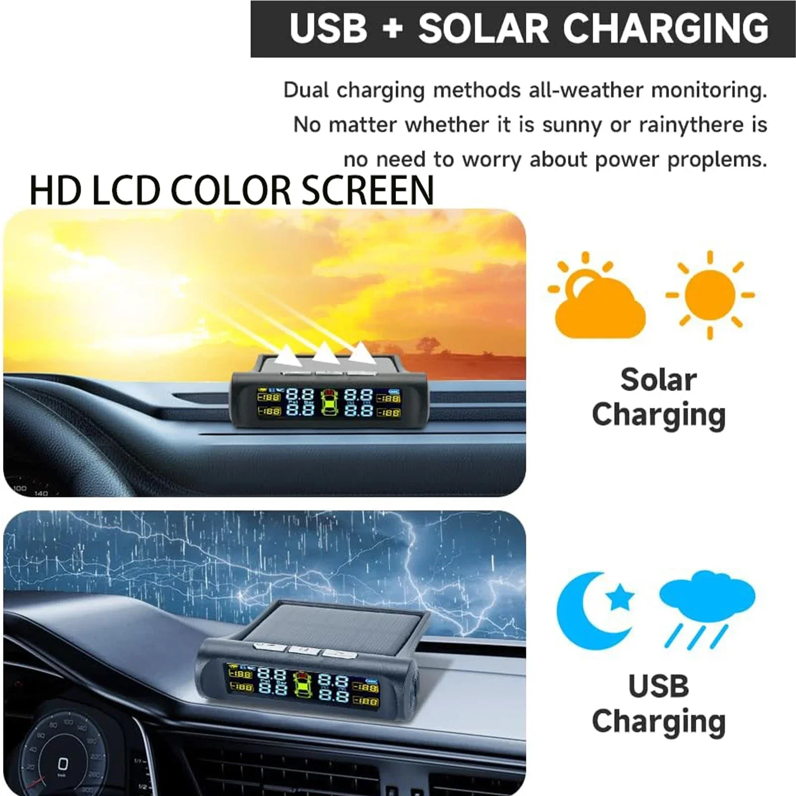 Detector 4 Sensors tpms tire pressure monitoring