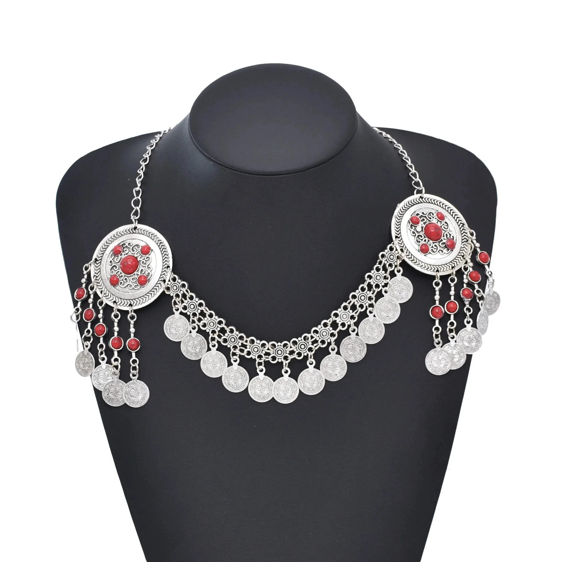 Afghanische Vintage-Münze, Quaste, türkisfarbene Kopfketten für Frauen, Bohemian-Stil, Boho-Stil, Tribal-Zigeuner-Statement-Stirnband, ethnischer Schmuck – Detail 21