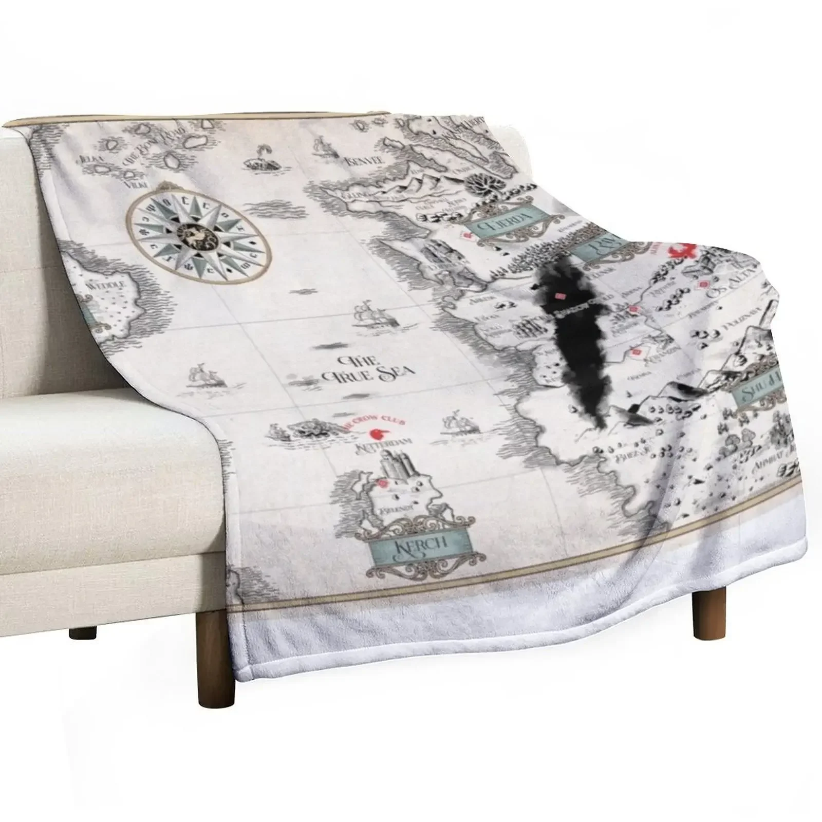 

Colored- Blue GrishaVerse Map Throw Blanket Thin Giant Sofa blankets and throws Flannel Fabric Blankets