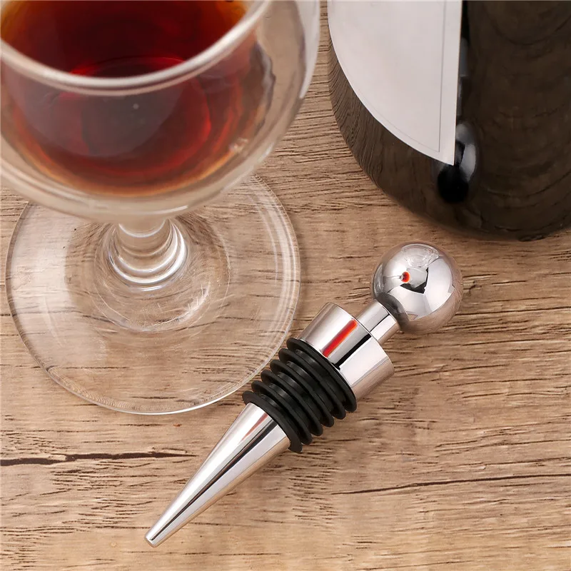 2 teile/satz Silber Flaschenverschluss Runde Kugel Form Champagner Saver Home Bar Zubehör Wein Stopper Gadget für Hochzeit Club Party – Detail 3