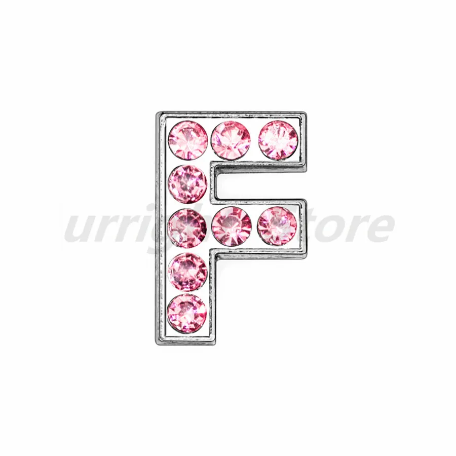 thumbnail image 1 of Dijes con letras deslizantes del alfabeto, aleación de 8 mm, diamantes de imitación rosas, 1 unidad, aptos para pulseras, collares para mascotas, fabricación de joyas, regalo para mujeres y niños, 1 of 5