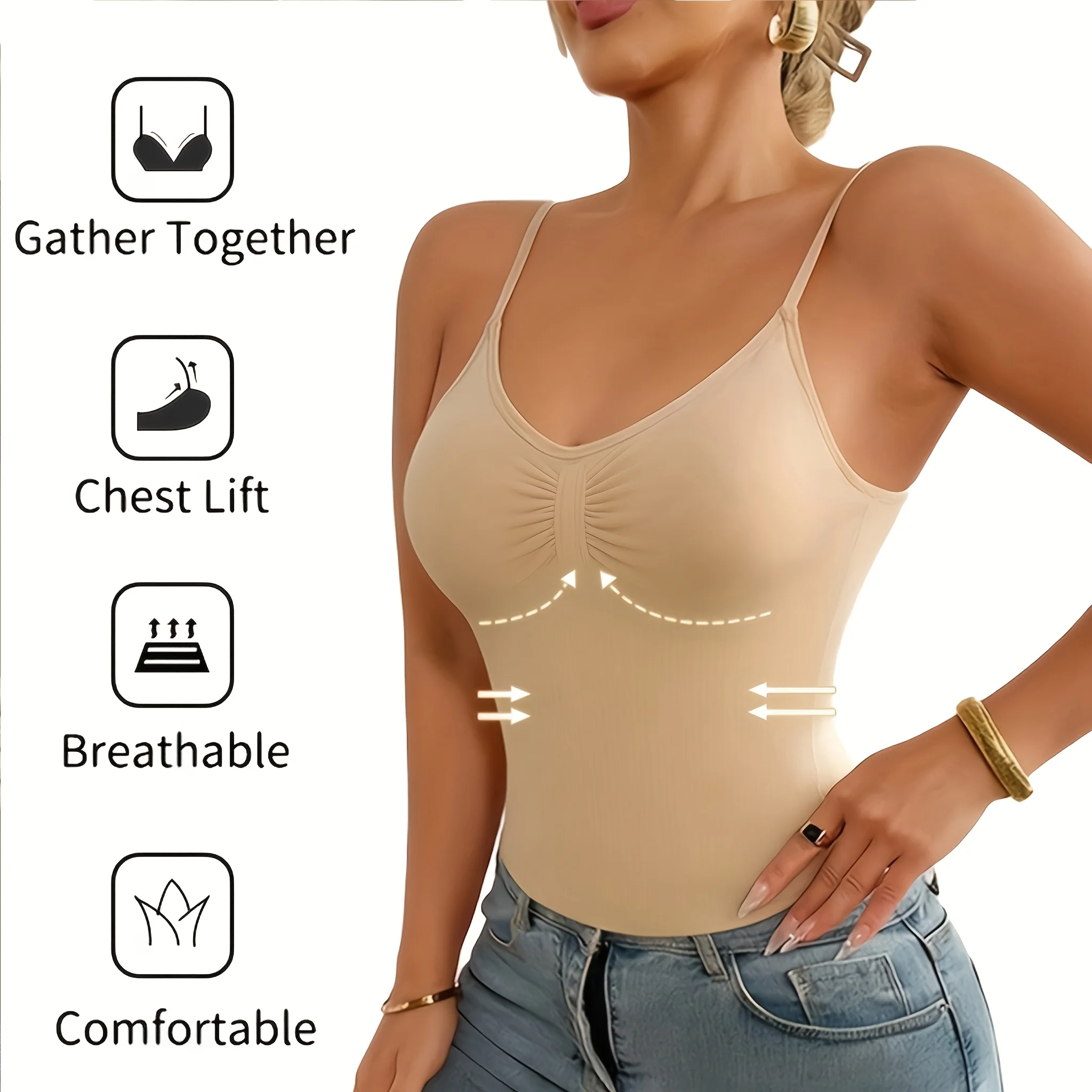 Camisola transpirable para mujer, 2 uds., Tops moldeadores con control de abdomen, sujetador incorporado, camiseta sin mangas moldeadora, corsé adelgazante
