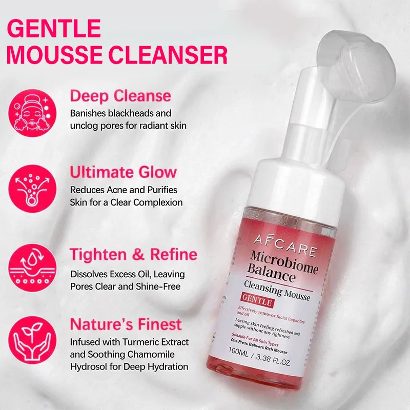 AFCARE Gentle Cleansing Mousse Face Wash for Sensitive Dry Skin - Soothing Daily Hydrating Cleanser That Removes Oil Buildup - 4