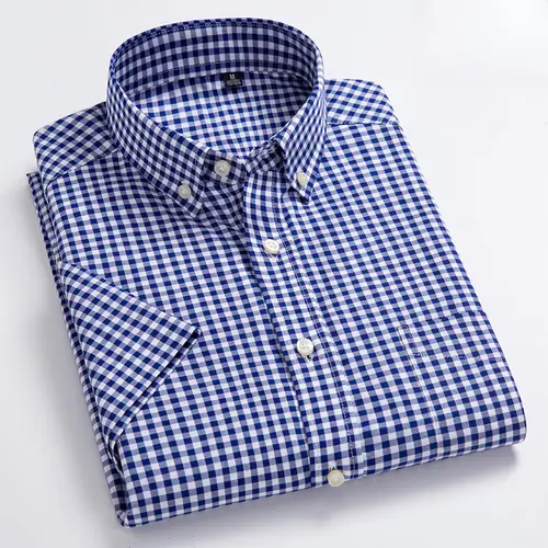 New in Shirt High Quality 100% Cotton Summer Short Sleeve Shirts for Men Slim Fit Casual Shirt Thin Plaid Tops Soft Office Cloth - Image 2