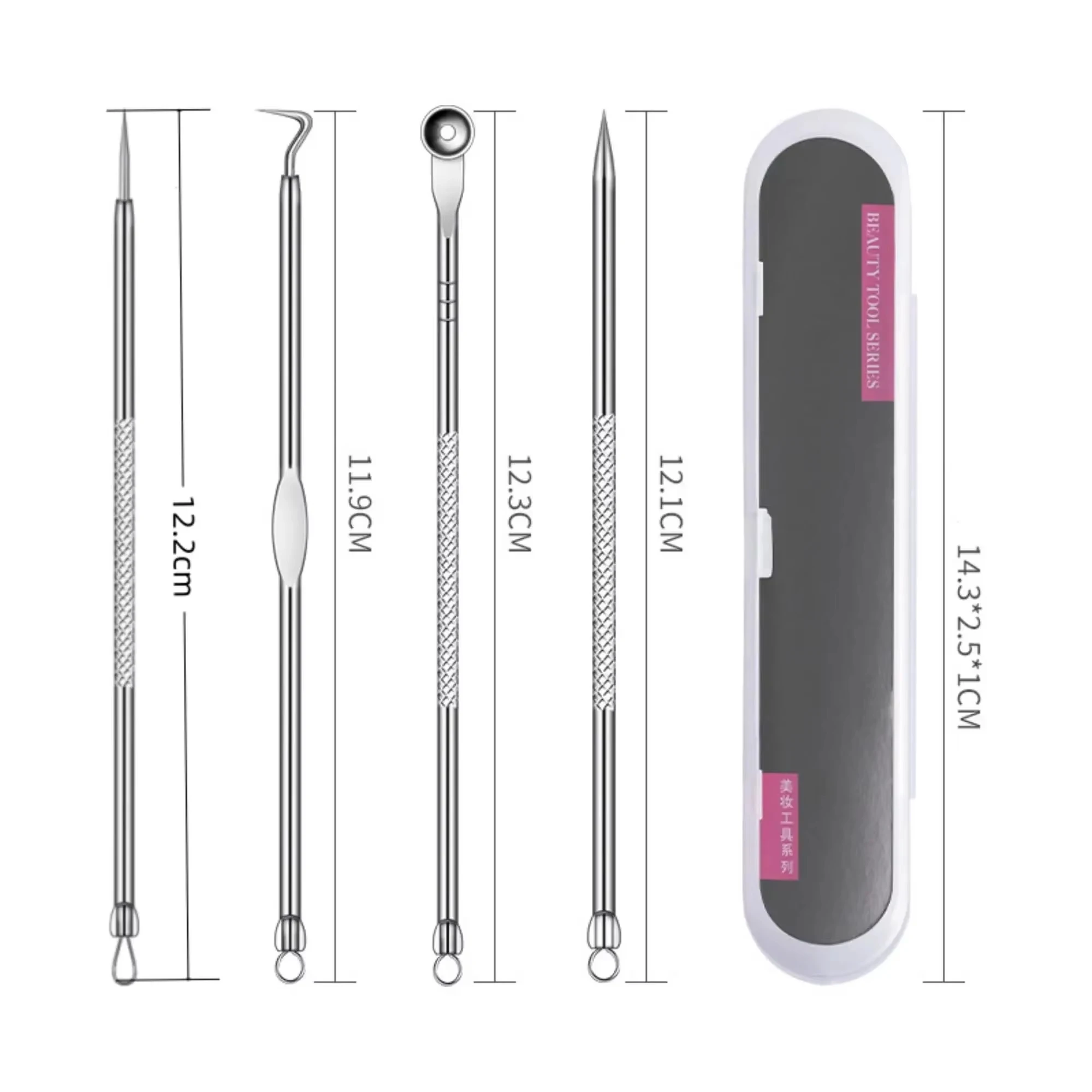 Multifunctional Blackhead Removal Kit Including Acne Needle Facial Pore Cleanser Dark Spot Cleaning Skin Care Tool 4 Piece Set