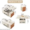 Coffee Table, 3 in 1 Multifunctional Folding Center Tables with 4 Leather Stool & Hidden Compartments, Lift Top Coffee Table 3