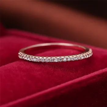 Cute Female White Zircon Stone Engagement Ring Vintage Rose Gold Color Wedding Jewelry For Women