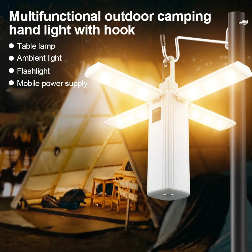 Description Picture 2 of itemPortable LED Camping Light Outdoor Multifunctional Tent Lamp USB Rechargeable Flashlight Folding Camping Lamp