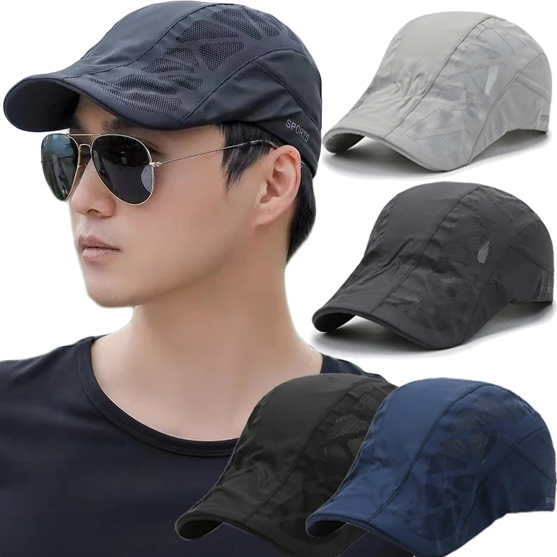 

Summer Quick Drying Golf Beret Hat Thin Forward Driving Flat Hats Breathable Outdoor Fishing Caps Sunscreen Sun Hat Adjustable