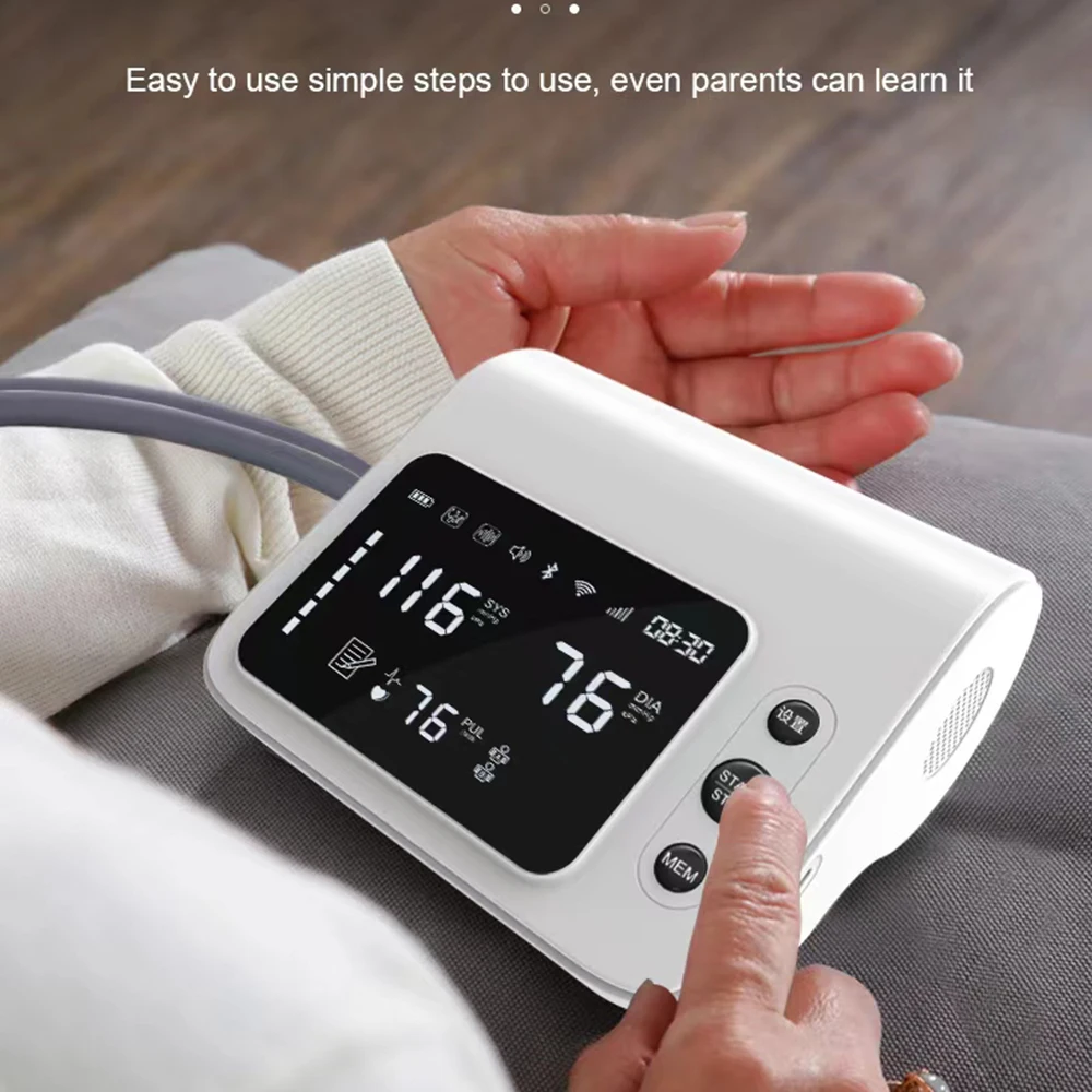 Intelligent Voice Broadcast 4.7 Inch Upper Arm Dual Mode Electronic Blood Pressure Monitor Charging Portable Alarm