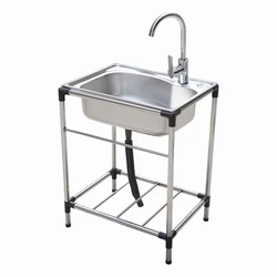 Stainless Steel Simple Sink Household Kitchen Vegetable Sink Integrated with Stand Sink Single Sink Vegetable Sink