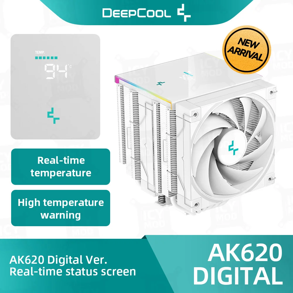 

DeepCool CPU Cooler AK620 Digital for AM5 1850 RPM PWM Real-time Display CPU Air Cooler with 6 Heatpipe Chip Cooling