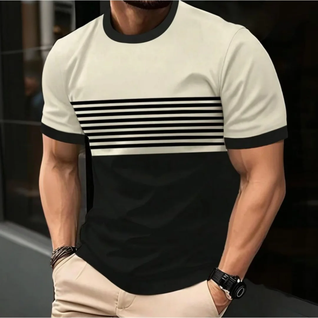 Short Sleeve T Shirt Outdoor Men's Summer Fashion Casual Round Neck Short Sleeve Top Striped Printed Style Asian Size T-shirt round neck short sleeve shirt short sleeved t shirt short sleeve t shirt