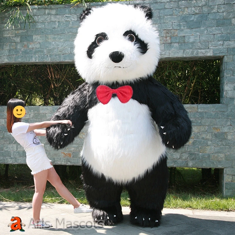 2.6m Giant Inflatable Fur Panda Mascot Costume Full Body Blow Up Fancy