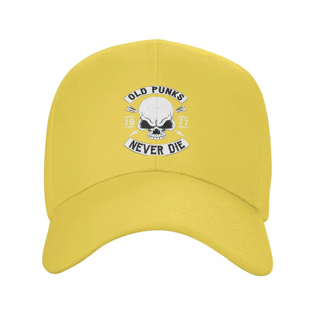 thumbnail image 1 of Gorras de béisbol punk rock de colores puros para papá. Gorra punk para mujer con visera. Gorra con visera "Old Punks Never Die"., 1 of 7