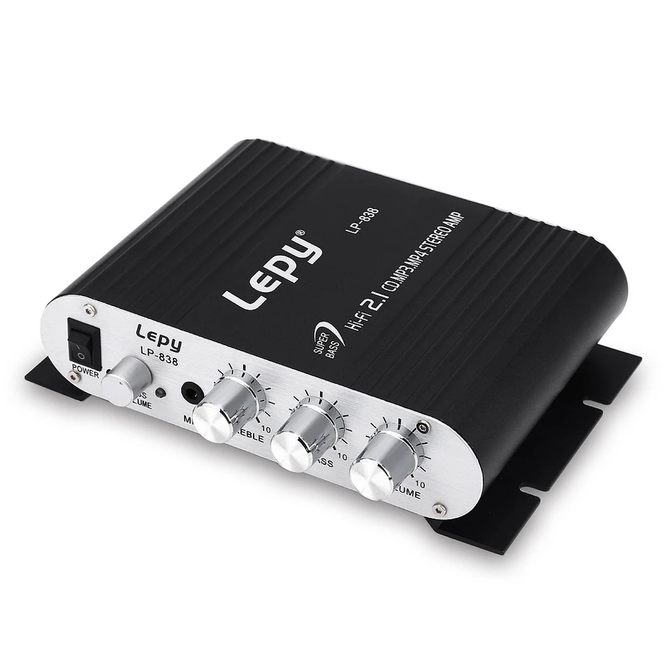 5Pcs/Lot Lepy LP-838 Car Channel Amplifiers Hi-Fi 2.1 Stereo Subwoofer Audio Bass Speaker Booster Connect