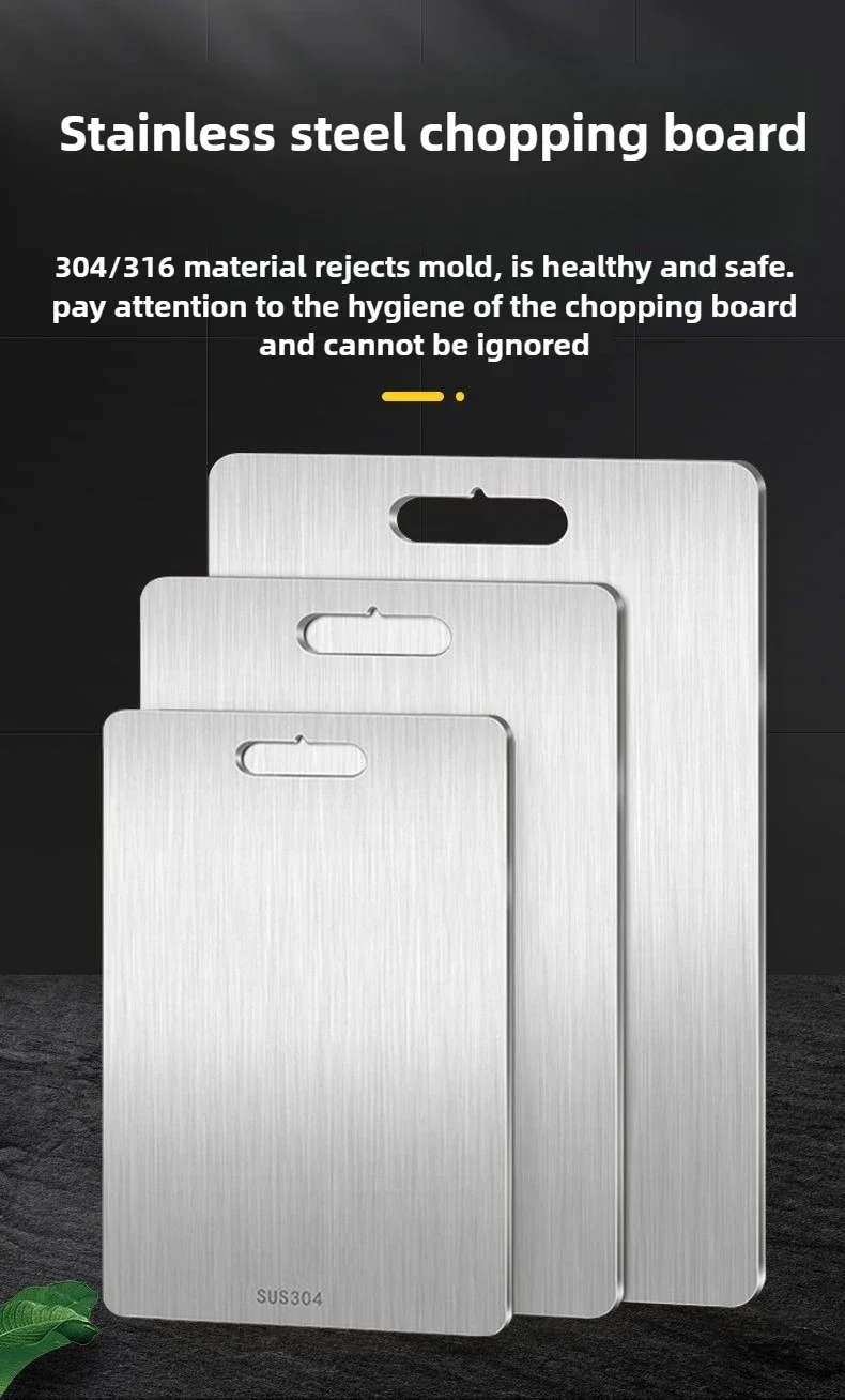 Commercial Grade 316 Stainless Steel Cutting Board Reversible 2-in-1 Antibacterial Non-Slip Kitchen Chopping Board for Food Prep
