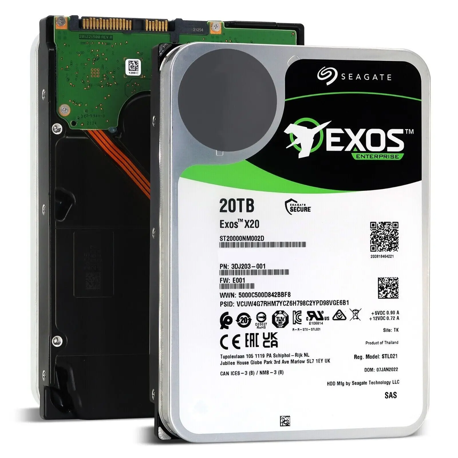 Seagate Exos X20 20TB SAS, 3.5 인치 엔터프라이즈 하드 드라이브, ST20000NM002D, 12 Gb/s, 신제품