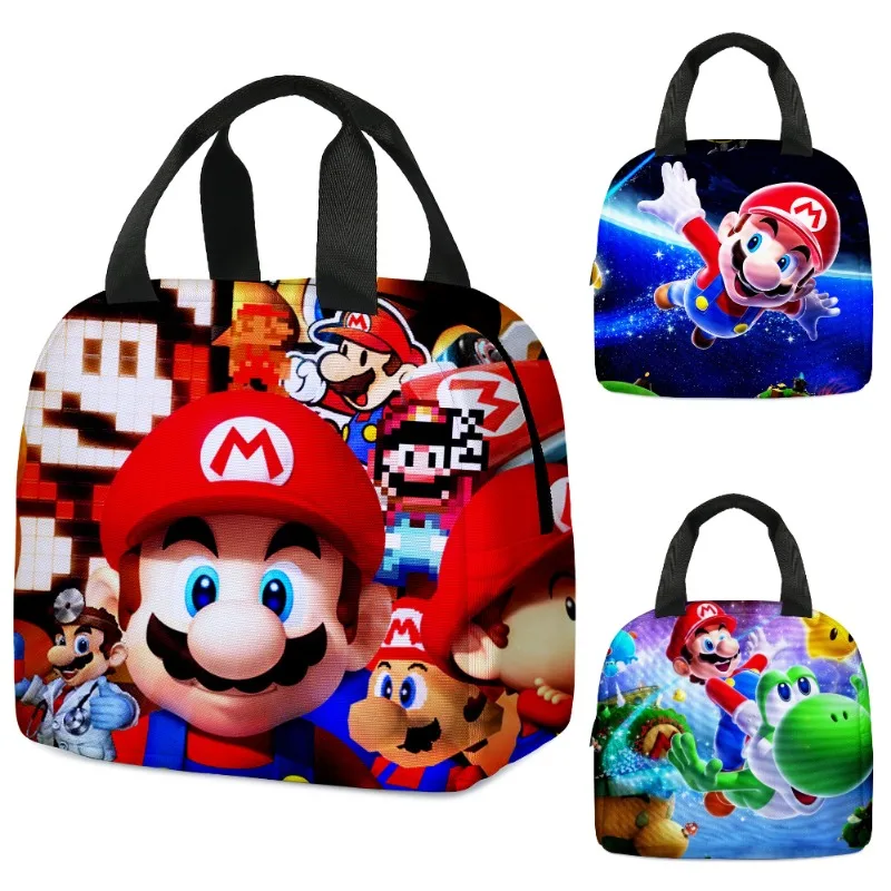 Super Marios Lunch Bags Children's Kawaii Bags Anime Waterproof
