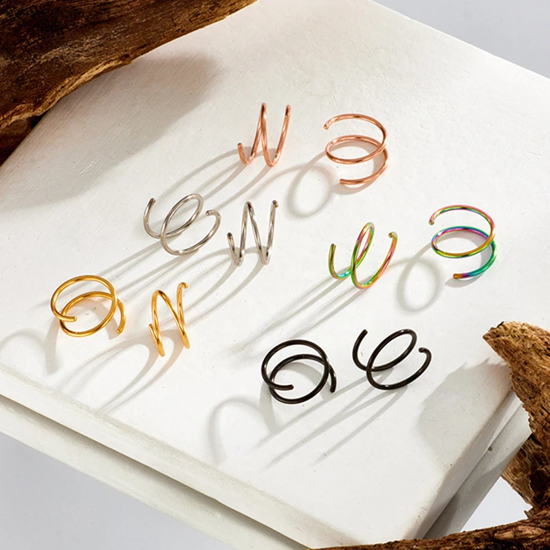Nose Rings 1 Pcs 8mm Spiral 316L Stainless Steel Cartilage Earrings Body Piercing Jewelry