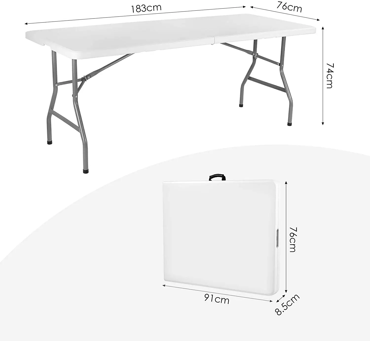 FoldingTable6ftPortablewHandleFoldinHalfUtilityFoldableTable