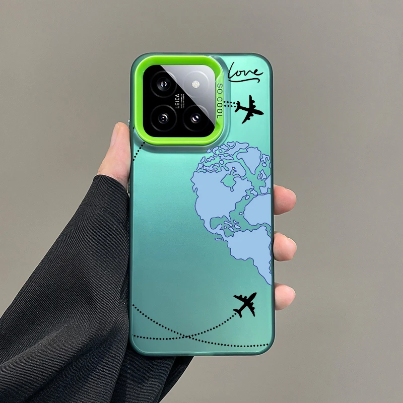 Silver IMD World Map Travel Themed Case with Love Heart Design
